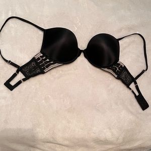 Victoria Secret Bombshell Super Push Up Bra Black Gold Accents